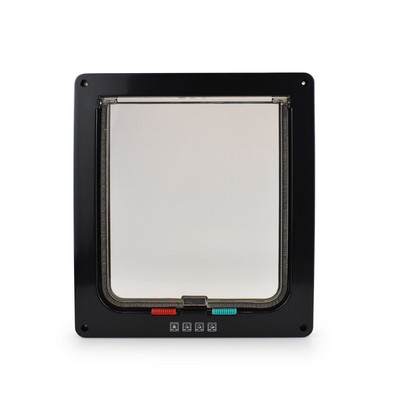 Viedās mājdzīvnieku durvis, četrvirzienu bloķēšanas drošības slēdzene ABS plastmasas suņu kaķu atloka durvis, vadāmas, slēdža virziena durvis, mazo mājdzīvnieku piederumi