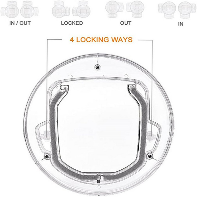 Mājdzīvnieku durvis ar slēdzeni kaķu kucēnu suņa durvīm ar slēdzeni Caurspīdīgas apaļas durvis ekrāna logam Bīdāmo stikla durvju stikla logs