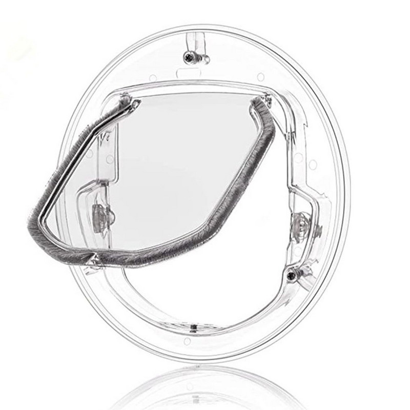 Mājdzīvnieku durvis ar slēdzeni kaķu kucēnu suņa durvīm ar slēdzeni Caurspīdīgas apaļas durvis ekrāna logam Bīdāmo stikla durvju stikla logs