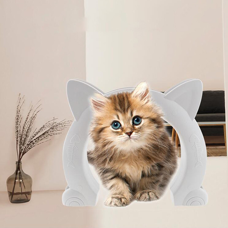 Kaķu suņu iekšdurvis Kaķa formas caurums Easy Pass slēptās pakaišu kastes durvis Vienkārša uzstādīšana bez atloka ABS plastmasas mājdzīvnieku vārti