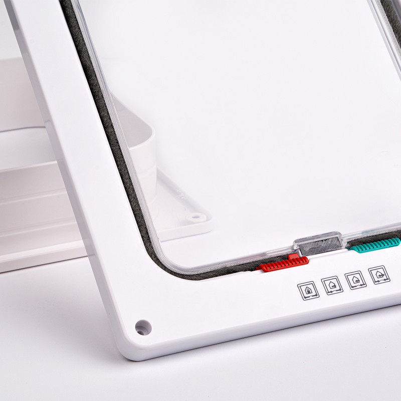 Viedās mājdzīvnieku durvis, četrvirzienu bloķēšanas drošības slēdzene ABS plastmasas suņu kaķu atloka durvis, vadāmas, slēdža virziena durvis, mazo mājdzīvnieku piederumi