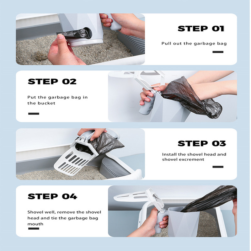 JAUNS Kaķu pakaišu lāpsta Pooper Scooper Clean tualetes atkritumu filtrs Kaķu pakaišu kaste Pašattīrošs kaķu piederumu piederums 25,5*7,5*11cm