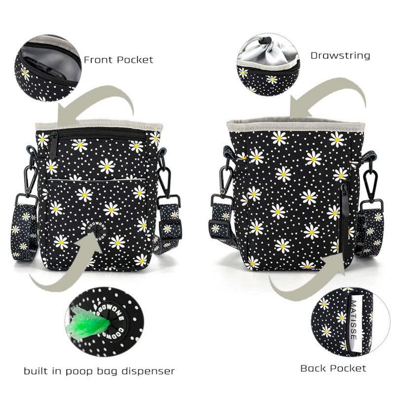 COLLARLOGO Print Vrećica za poslastice za pse Najlonska torbica za dresuru kućnih ljubimaca Ugrađena posuda za izmet s podesivim remenom za nošenje