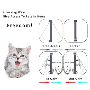 Dog Cat Flap Door with 4 Way Security Lock Flap Door for Dog Cats Kit Small Pet Gate Door Kit Cat Dogs Flap Doors