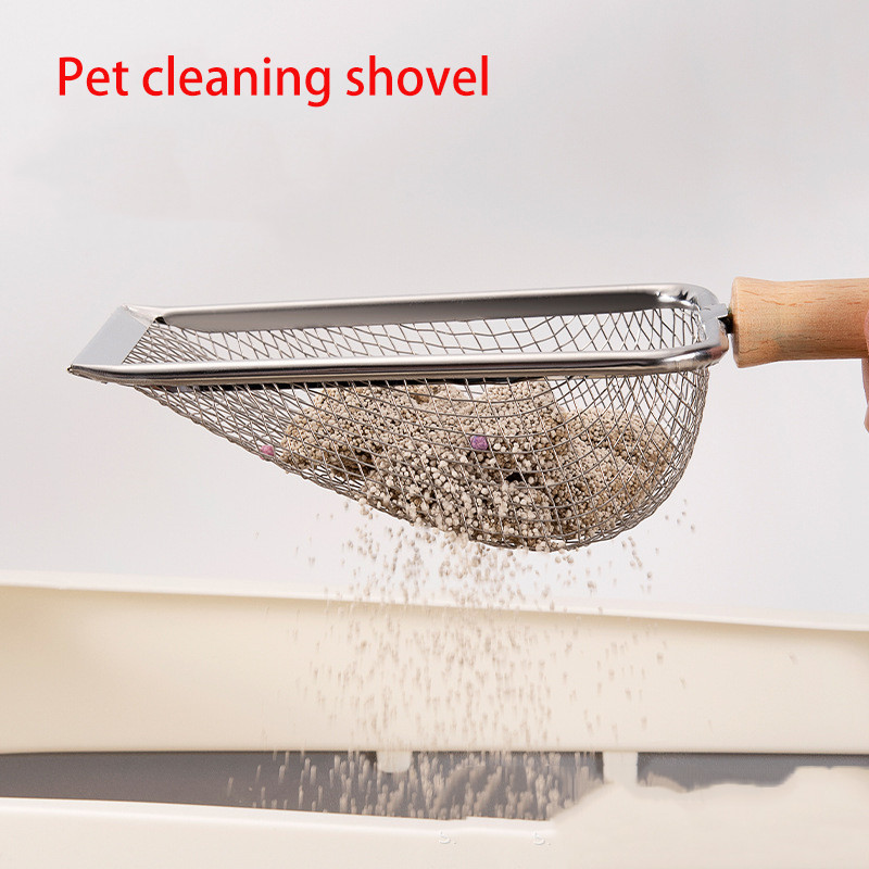2023 Lopata za izmet za kućne ljubimce Lopata za mačje smeće Velika metalna lopata za smeće koja se koristi za sito za kućne ljubimce Ergonomska izdržljiva ručka od punog drva