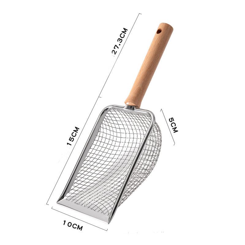 2023 Lopata za izmet za kućne ljubimce Lopata za mačje smeće Velika metalna lopata za smeće koja se koristi za sito za kućne ljubimce Ergonomska izdržljiva ručka od punog drva