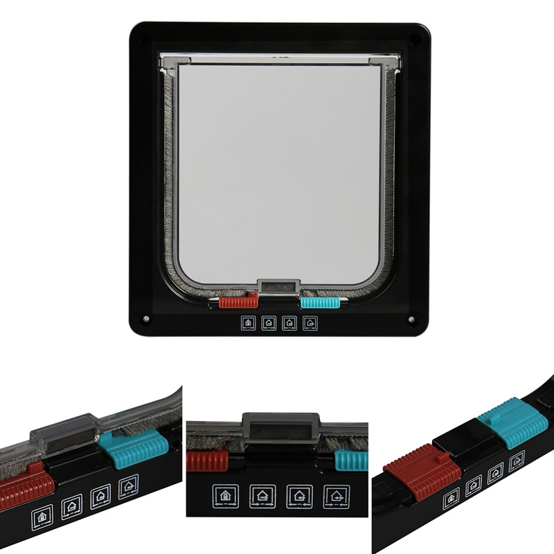 Suņu kaķu atloku durvis ar četrvirzienu drošības slēdzenes atloku durvis suņu kaķiem Kaķēns ABS plastmasas mazo mājdzīvnieku vārtu komplekts Kaķu suņu atloku durvis