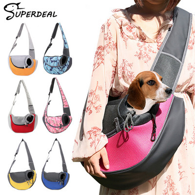 Pet Puppy Carrier Should Bag Outdoor Sling Bag Carrier For Small Dog Cat Travel Дишаща Оксфордска раница с регулируема презрамка