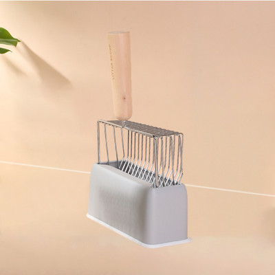 Izuzetno veliki set lopatica za mačji pijesak od nehrđajućeg čelika 17 cm s metalnom drvenom drškom za pohranu u boji Base Metal Pooper Scoopers Alat za čišćenje kućnih ljubimaca