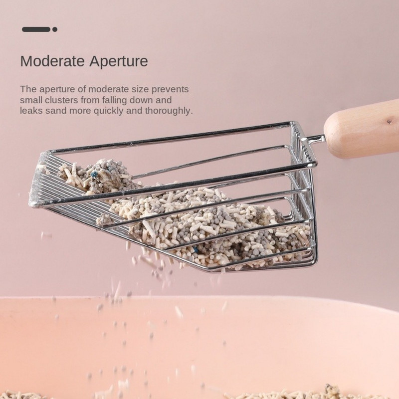 Izuzetno veliki set lopatica za mačji pijesak od nehrđajućeg čelika 17 cm s metalnom drvenom drškom za pohranu u boji Base Metal Pooper Scoopers Alat za čišćenje kućnih ljubimaca