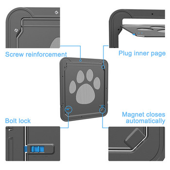 Dog Cat Flap Door Pet Cat Εσωτερική πόρτα που κλειδώνει Θυρίδα ασφαλείας Εξωτερική πόρτα με μαγνητική λειτουργία αυτοκλεισίματος Στιβαρή πόρτα για σκύλους γάτες