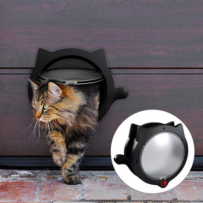 Μικρή στρογγυλή πόρτα ασφαλείας γάτας ABS 4 τρόποι Λειτουργίες Pet Πλαστικό παράθυρο που κλειδώνει Safe Dog Gate Εσωτερική εξωτερική πόρτα για σκύλο