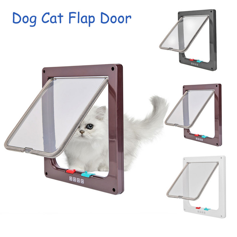 Vrata s preklopom za pse, mačke s 4 smjera sigurnosne brave, vrata s preklopom za pse, mačke, mačiće, ABS plastika, vrata za male kućne ljubimce, vrata za mačke, pse, preklopna vrata