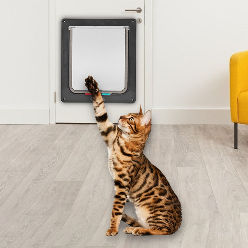 Vrata s preklopom za pse, mačke s 4 smjera sigurnosne brave, vrata s preklopom za pse, mačke, mačiće, ABS plastika, vrata za male kućne ljubimce, vrata za mačke, pse, preklopna vrata