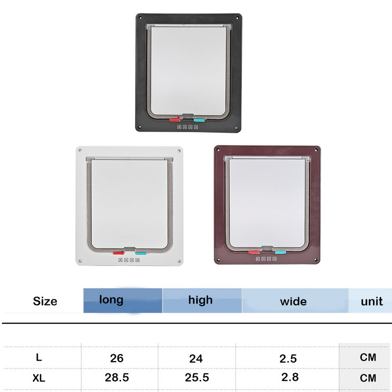 Vrata s preklopom za pse, mačke s 4 smjera sigurnosne brave, vrata s preklopom za pse, mačke, mačiće, ABS plastika, vrata za male kućne ljubimce, vrata za mačke, pse, preklopna vrata