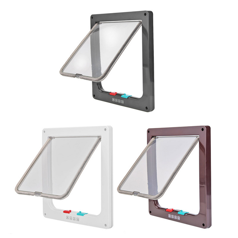 Pametna vrata za kućne ljubimce, zaključana u 4 smjera, sigurnosna preklopna vrata za pse, mačke, štene, kućne ljubimce, plastična vrata za pse, mačke, mačiće, ABS okvir vrata za kućne ljubimce