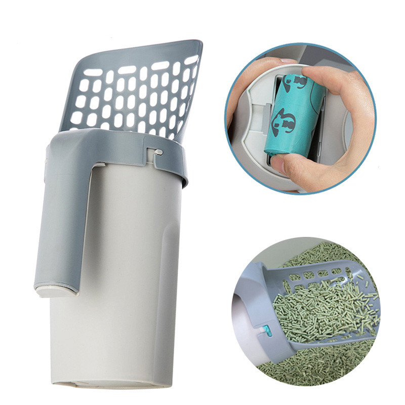 Liela ietilpība kaķu pakaišu lāpstiņai ar iebūvētu maisiņu Kaķu lāpsta Mājdzīvnieku tīrīšana Izkārnījumu maisiņš Kaķēnu tīrīšanas rīks Mājdzīvnieku piederumi