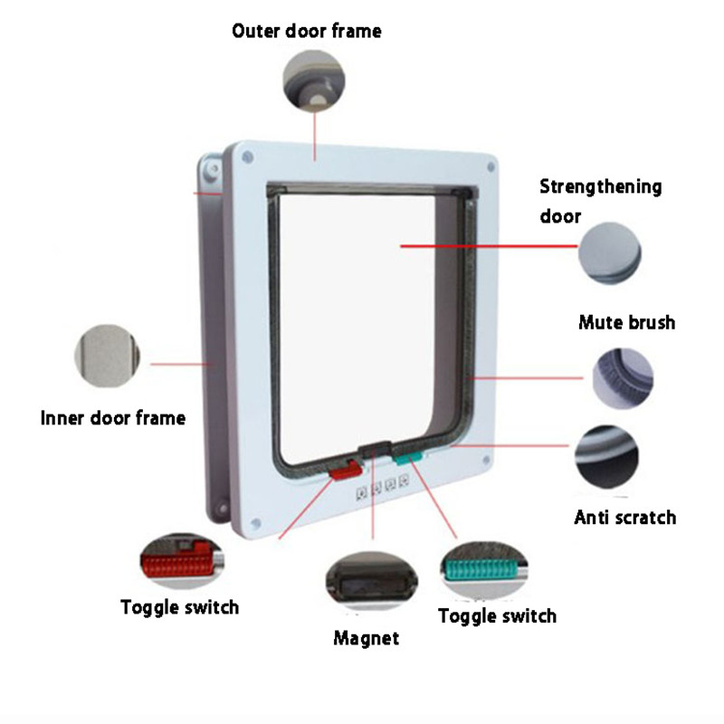 Pametna vrata s preklopom za kućne ljubimce Sigurnosna brava s zaključavanjem u 4 smjera ABS Preklopna vrata za pse i mačke Kontrolirana vrata s prekidačem smjera Oprema za male kućne ljubimce