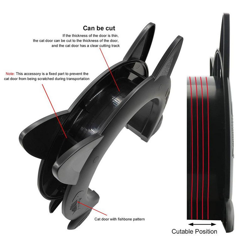 Vrata za kućne ljubimce Unutarnja vrata za mačke Oblik mačjih ušiju Otporan na habanje Dizajn bez barijera Jednostavna instalacija Za mačiće Mačke Štenci Mali