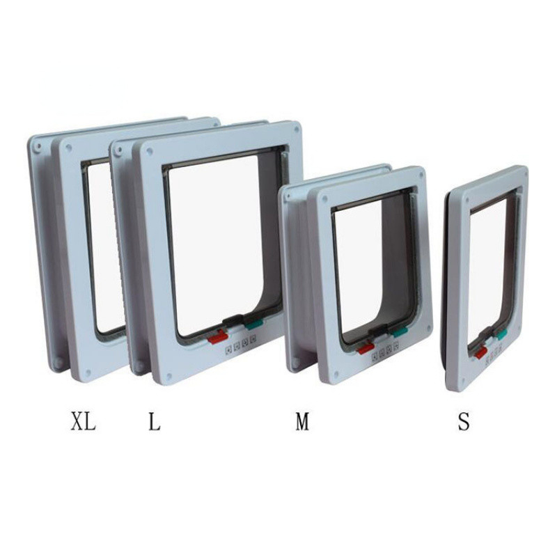 Suņu kaķu atloku durvis ar četrvirzienu drošības slēdzenes atloku durvis suņu kaķiem kaķēniem ABS plastmasas mazo mājdzīvnieku vārtu komplekts kaķu suņu atloku durvis