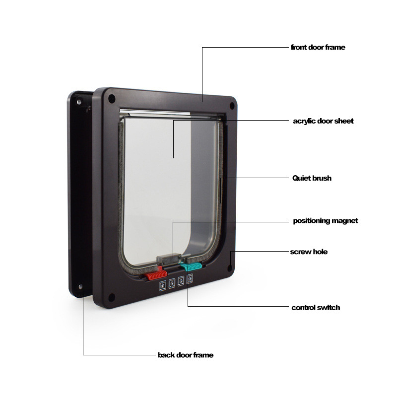 Četverosmjerna brava Sigurnosna vrata za kućne ljubimce, 5 boja, mačić, štene, ABS plastika, preklop za mačke s upravljivim prekidačem smjera vrata, vrata za mačke, pribor za kućne ljubimce