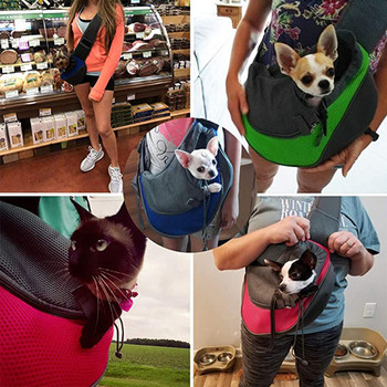 Чанта за носене на рамо за куче кученца Пътуване на открито Малка торбичка за носене на кучета Оксфордска мрежа Дишаща комфортна чанта с прашка Носилки за домашни любимци