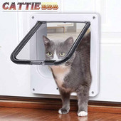 Suņu kaķu atloku durvis ar četrvirzienu drošības slēdzenes atloku istabas durvis mājdzīvniekiem kaķiem kaķēniem ABS plastmasas mazo mājdzīvnieku vārtu pagriežamais slēdzis