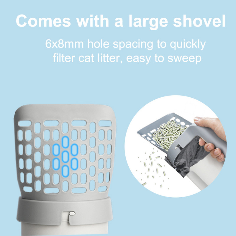 Lopatica za mačji pijesak Samočisteća lopata za mačke velikog kapaciteta s ugrađenom vrećicom za izmet Alat za čišćenje ladice za mačji WC potrepštine za kućne ljubimce