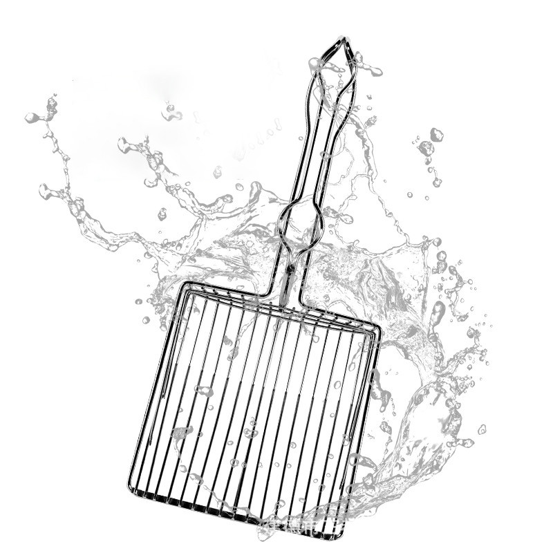 Kaķu pakaišu lāpstiņa Nepiedegoša, rūsas necaurlaidīga Kitty metāla pakaišu liekšķere Dziļa lāpsta izkārnījumu liekšķere, garš rokturis ērtai kaķu sijāšanai