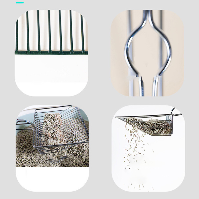 Kaķu pakaišu lāpstiņa Nepiedegoša, rūsas necaurlaidīga Kitty metāla pakaišu liekšķere Dziļa lāpsta izkārnījumu liekšķere, garš rokturis ērtai kaķu sijāšanai