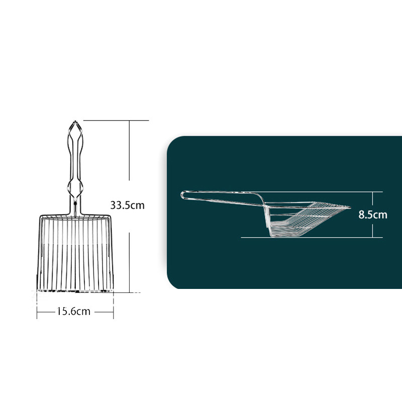 Kaķu pakaišu lāpstiņa Nepiedegoša, rūsas necaurlaidīga Kitty metāla pakaišu liekšķere Dziļa lāpsta izkārnījumu liekšķere, garš rokturis ērtai kaķu sijāšanai