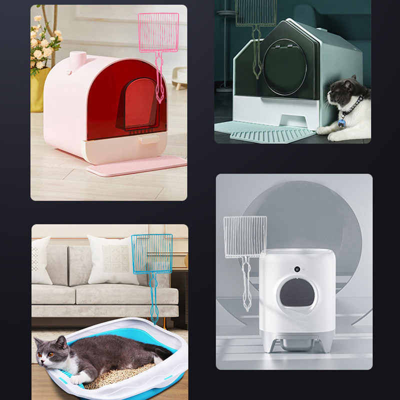 Kaķu pakaišu lāpstiņa Nepiedegoša, rūsas necaurlaidīga Kitty metāla pakaišu liekšķere Dziļa lāpsta izkārnījumu liekšķere, garš rokturis ērtai kaķu sijāšanai