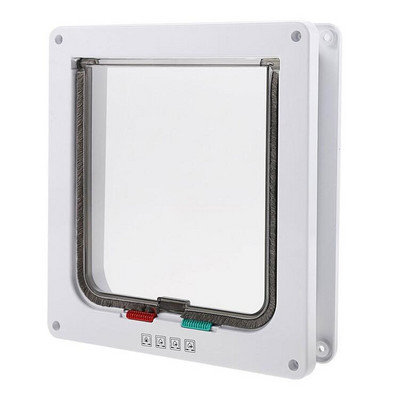 Suņu un kaķu atloku durvis ar 4 drošības slēdzenes atloku durvīm maziem suņiem un kaķiem ABS plastmasas mazo mājdzīvnieku atloku durvju aksesuāri