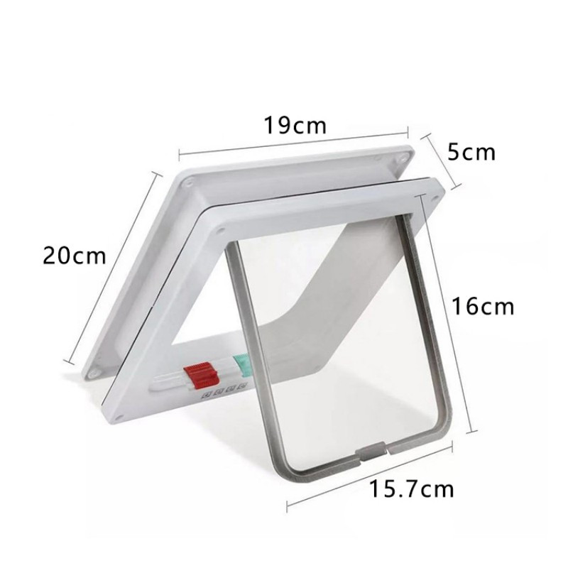 Suņu un kaķu atloku durvis ar 4 drošības slēdzenes atloku durvīm maziem suņiem un kaķiem ABS plastmasas mazo mājdzīvnieku atloku durvju aksesuāri