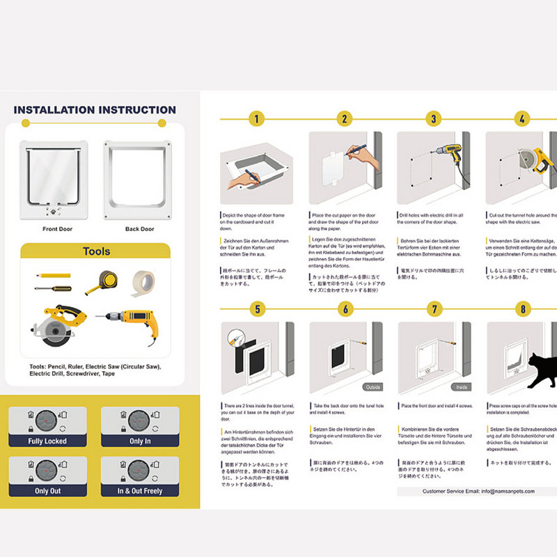 Lemmikloomauksed kassidele 4-suunalise lukuga kassiklapiga uks Kassiklapiga siseuks välisukse lemmikloomauks kasside ja koerte aken