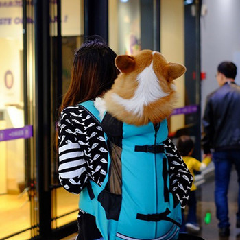 Нова раница за домашни любимци на открито, средна дишаща спортна чанта за кучета за мрежеста раница за пътуване