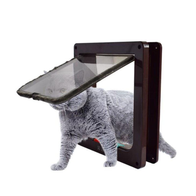 Vrata s poklopcem za pse i mačke s 4 smjera zaključavanja Sigurnosna vrata s poklopcem za mačke Mačiće ABS plastika Vrata za male pse, vrata za mačke, pse s poklopcem Čip za vrata za kućne ljubimce