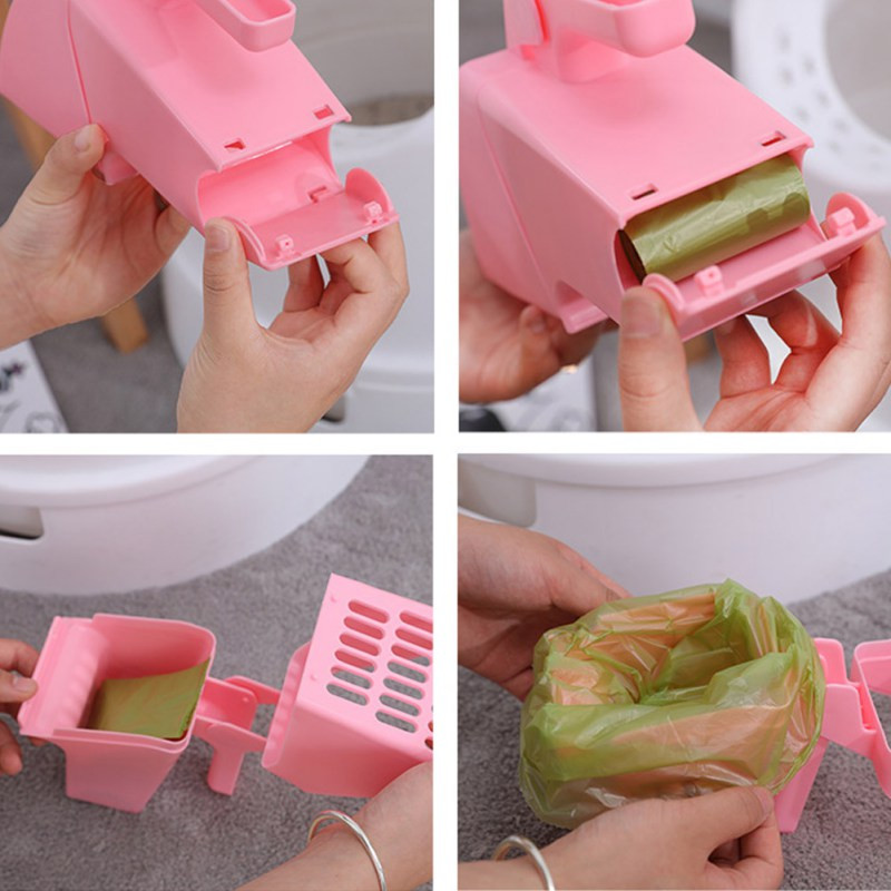 Korisna lopata za mačji pijesak s držačem za vreću za otpad, alat za čišćenje kućnih ljubimaca, lopatica, prosijati, proizvodi za čišćenje pijeska, lopatice za mačke