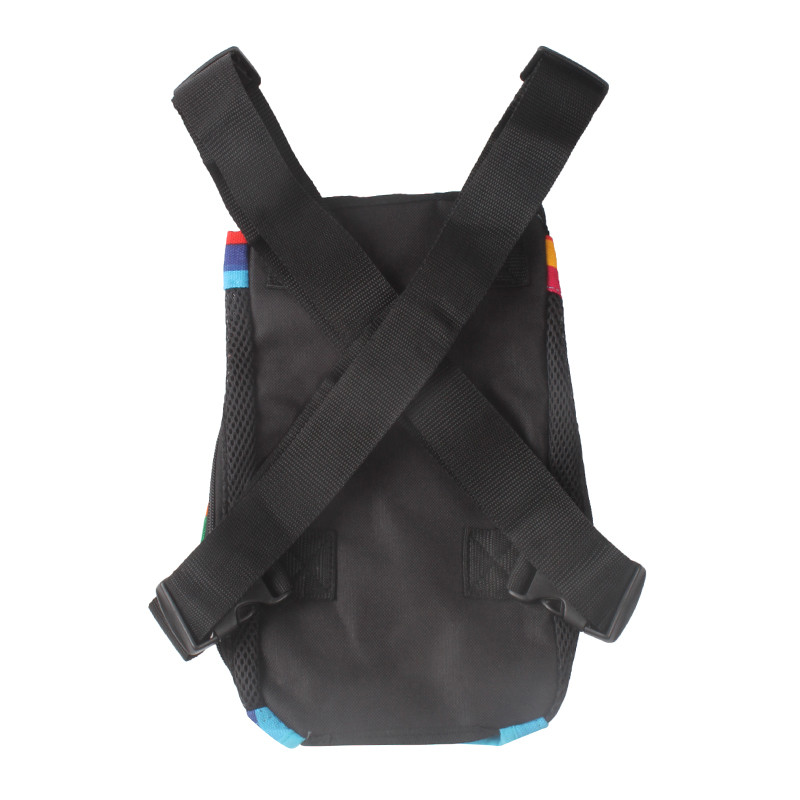 Varavīksnes svītraina audekla suņu soma mājdzīvnieku nēsāšanas siets Elpojošs Krūšu soma suņu mugursoma ceļojumu pārnēsāšana suņu somas maziem suņiem