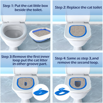 Нов тренажор за котешка тоалетна Тренажор за тоалетна за многократна употреба Puppy Cat Litter Mat Тоалетна Почистване на домашни любимци Cat Teach Cat to Use Toilet Trainer
