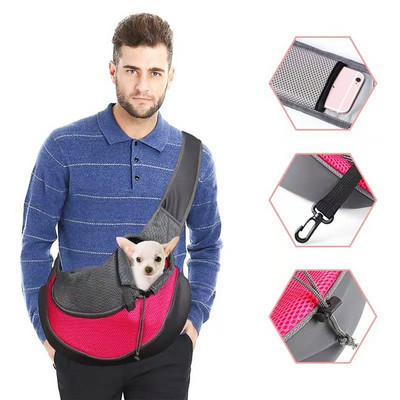 Τσάντα ώμου μεταφοράς κατοικίδιων ζώων Dog Cat Puppy Tote τσάντα με μικρή τσέπη φορητά χέρια ταξιδιού που φέρουν αναπνεύσιμο διχτυωτό σακίδιο πλάτης