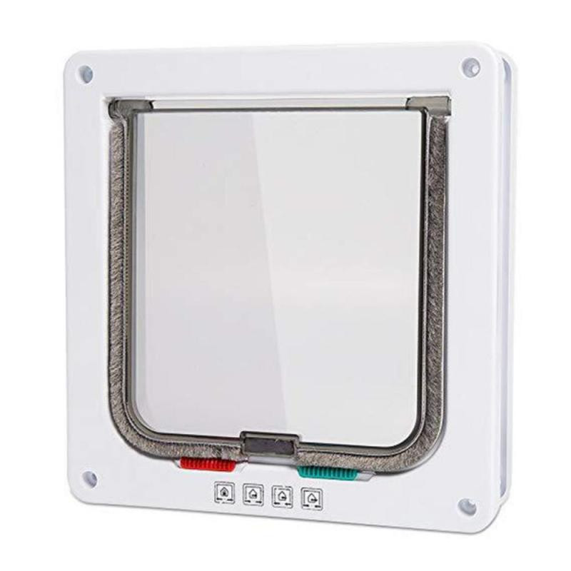 Nova vrata s poklopcem za pse i mačke s bravom u 4 smjera, sigurnosna vrata s poklopcem za mačke, mačiće, ABS plastika, vrata za male pse, vrata za mačke, pse s poklopcem za kućne ljubimce Čip