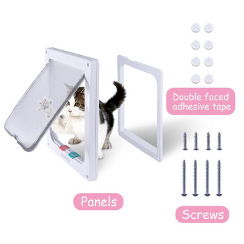 FunPets Πόρτα για κατοικίδια Κλείδωμα 4 κατευθύνσεων Κλειδαριά ασφαλείας Πλαστική πόρτα σκύλου γάτα με πτερύγιο ελεγχόμενο διακόπτη κατεύθυνσης πόρτες Μικρές προμήθειες για κατοικίδια