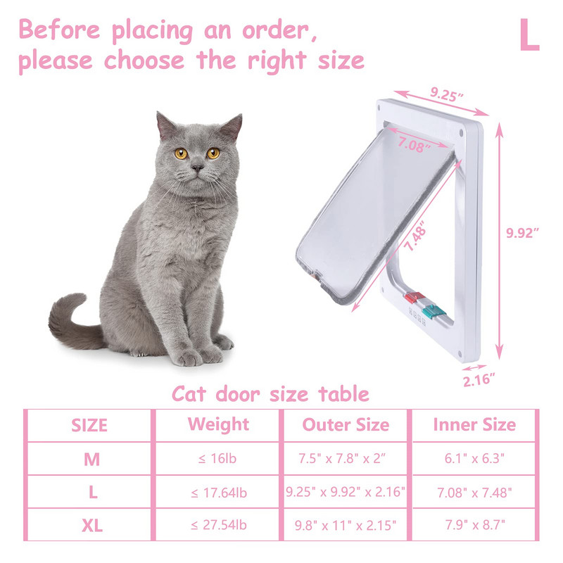 FunPets Vrata za kućne ljubimce Sigurnosna brava s zaključavanjem u 4 smjera Plastična vrata s preklopom za pse i mačke Kontrolirana vrata s prekidačem smjera Potrepštine za male kućne ljubimce