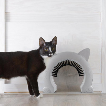 Πόρτα γάτας Πόρτα σκύλου σε σχήμα γάτας για συρόμενη πόρτα Μικρή πόρτα γάτας με βούρτσα καθαρισμού ABS Πλαστική μικρή πύλη για κατοικίδια Μικρό κατοικίδιο