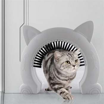 Πόρτα γάτας Πόρτα σκύλου σε σχήμα γάτας για συρόμενη πόρτα Μικρή πόρτα γάτας με βούρτσα καθαρισμού ABS Πλαστική μικρή πύλη για κατοικίδια Μικρό κατοικίδιο