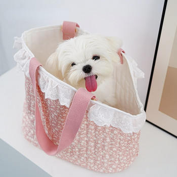 Чанта за носене на куче за домашен любимец, дантелена чанта с цветя, котки, кученца, чанта за рамо за кучета на открито, единична дишаща удобна чанта с прашка, торбичка