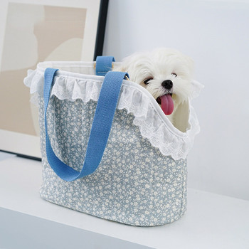 Чанта за носене на куче за домашен любимец, дантелена чанта с цветя, котки, кученца, чанта за рамо за кучета на открито, единична дишаща удобна чанта с прашка, торбичка
