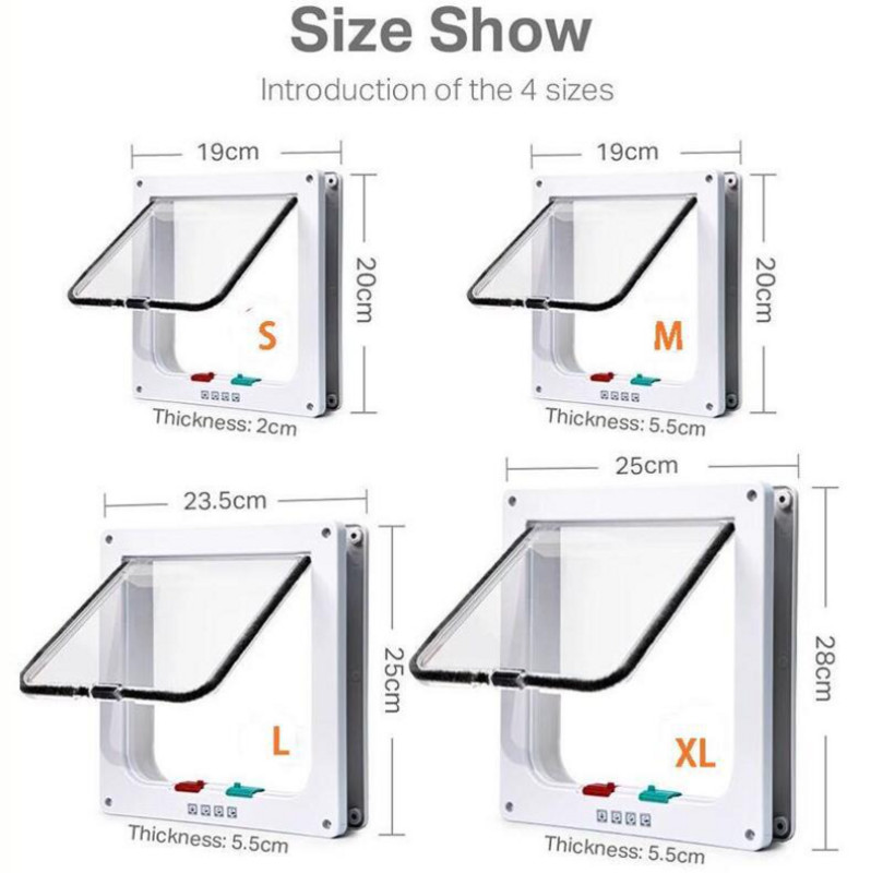 Vrata s preklopom za pse, mačke s 4 smjera sigurnosne brave, vrata s preklopom za pse, mačke, mačiće, ABS plastika, vrata za male kućne ljubimce, vrata za mačke, pse, preklopna vrata