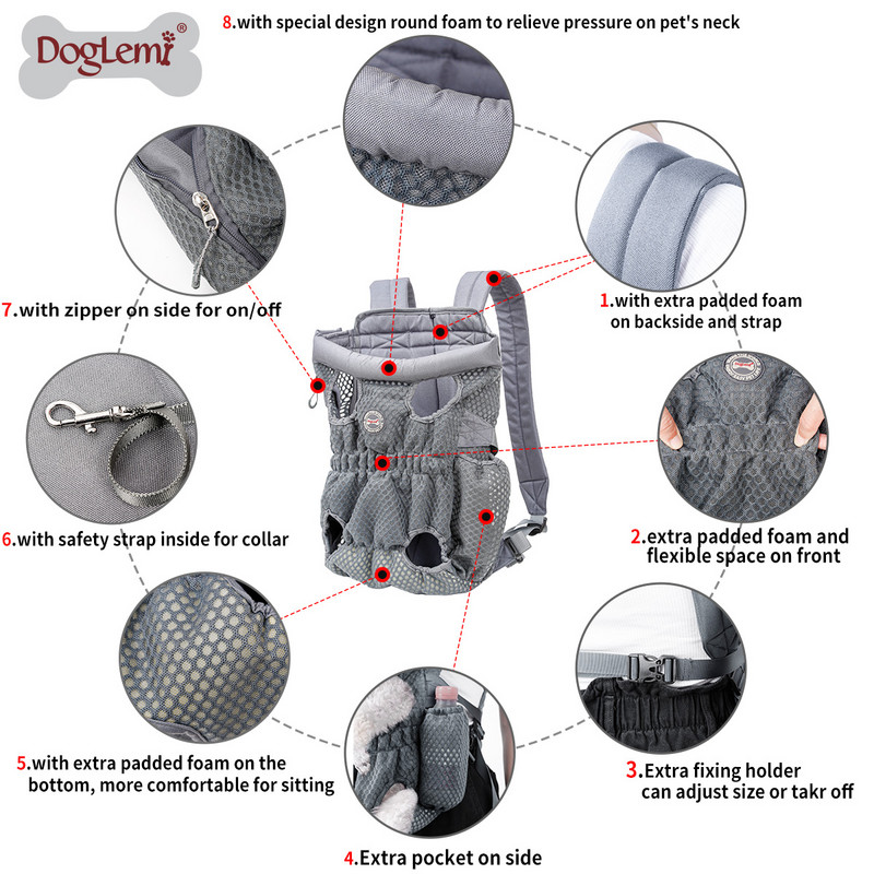 Šuns priekinis peties krepšys naminiams gyvūnėliams kvėpuojantis nešiojamas šunų nešiklis katės šuniuko kuprinė naminių gyvūnėlių nešiojimo krepšys šunims Gyvūnų vežimas